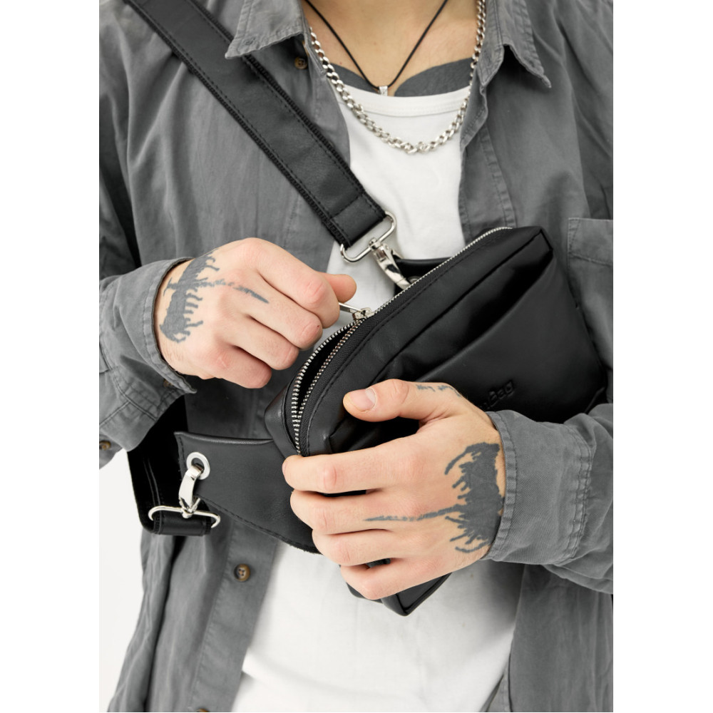 Чоловіча сумка бананка Sambag HARVI чорна 24 × 16 × 6 см (88213101m)