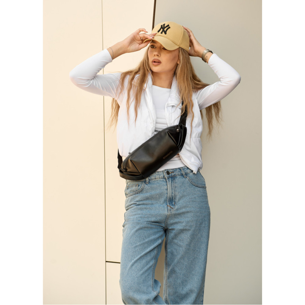 Жіноча сумка бананка Sambag Holster MSH чорна 36 × 14 × 4 см (87119101)