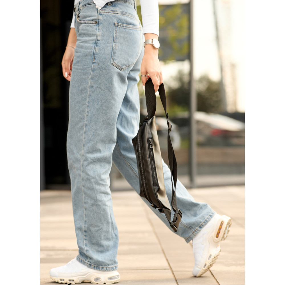 Жіноча сумка бананка Sambag Holster MSH чорна 36 × 14 × 4 см (87119101)