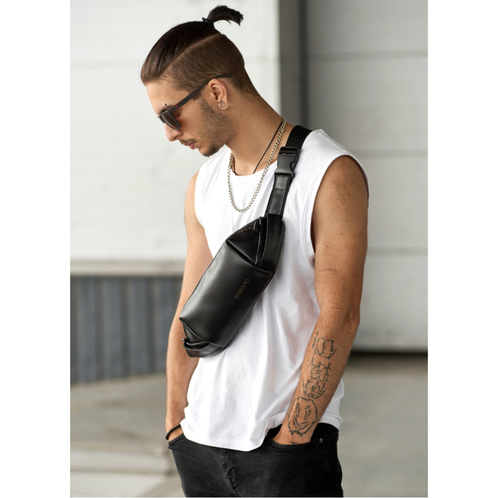 Мужская сумка бананка Sambag Holster MSH чорна 36  × 14 × 4 см (87119101m)