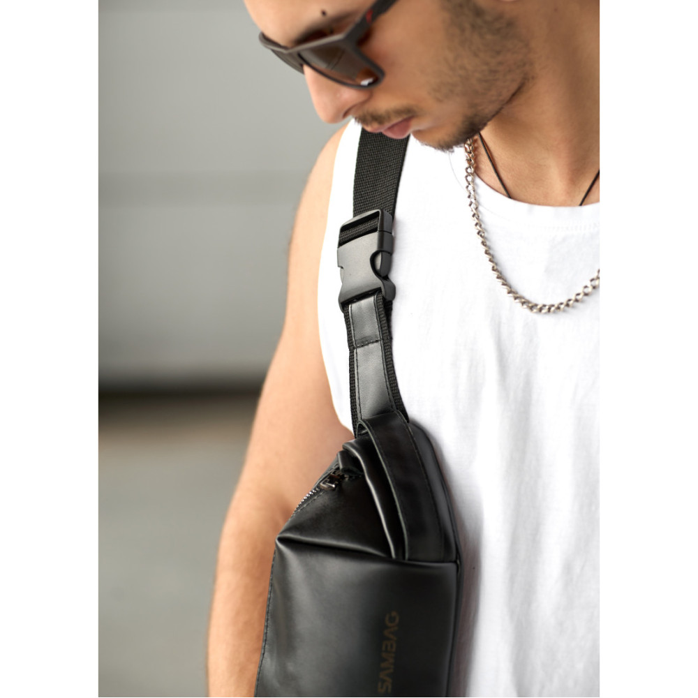 Мужская сумка бананка Sambag Holster MSH чорна 36  × 14 × 4 см (87119101m)