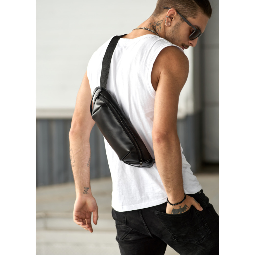 Мужская сумка бананка Sambag Holster MSH чорна 36  × 14 × 4 см (87119101m)