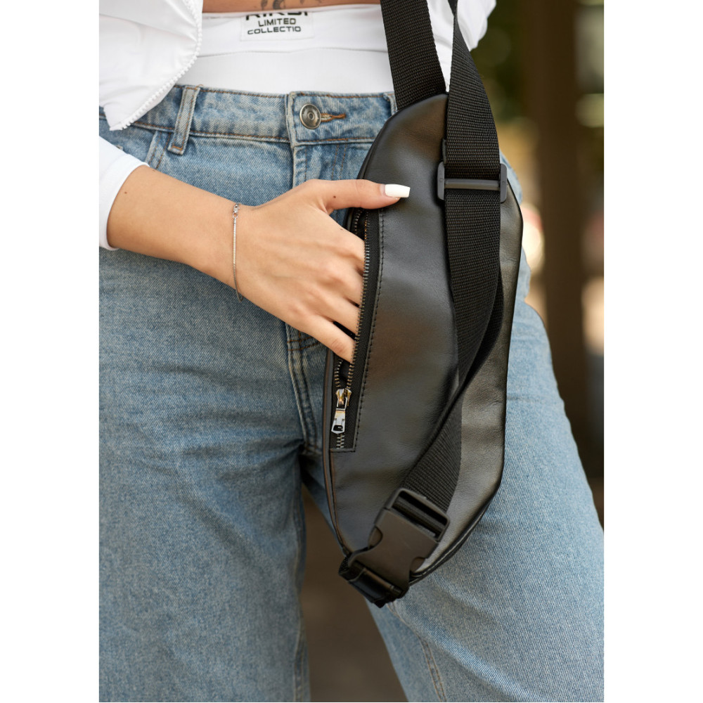 Жіноча сумка бананка Sambag Holster MSH чорна 36 × 14 × 4 см (87119131)