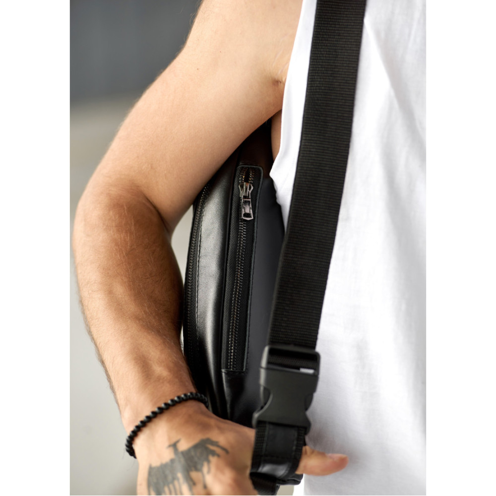 Мужская сумка бананка Sambag Holster MSH чорна 36 × 14 × 4 см (87119131m)