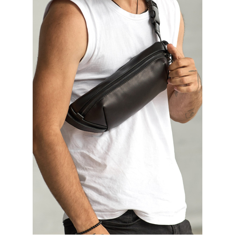 Мужская сумка бананка Sambag Holster MSH чорна 36 × 14 × 4 см (87119131m)