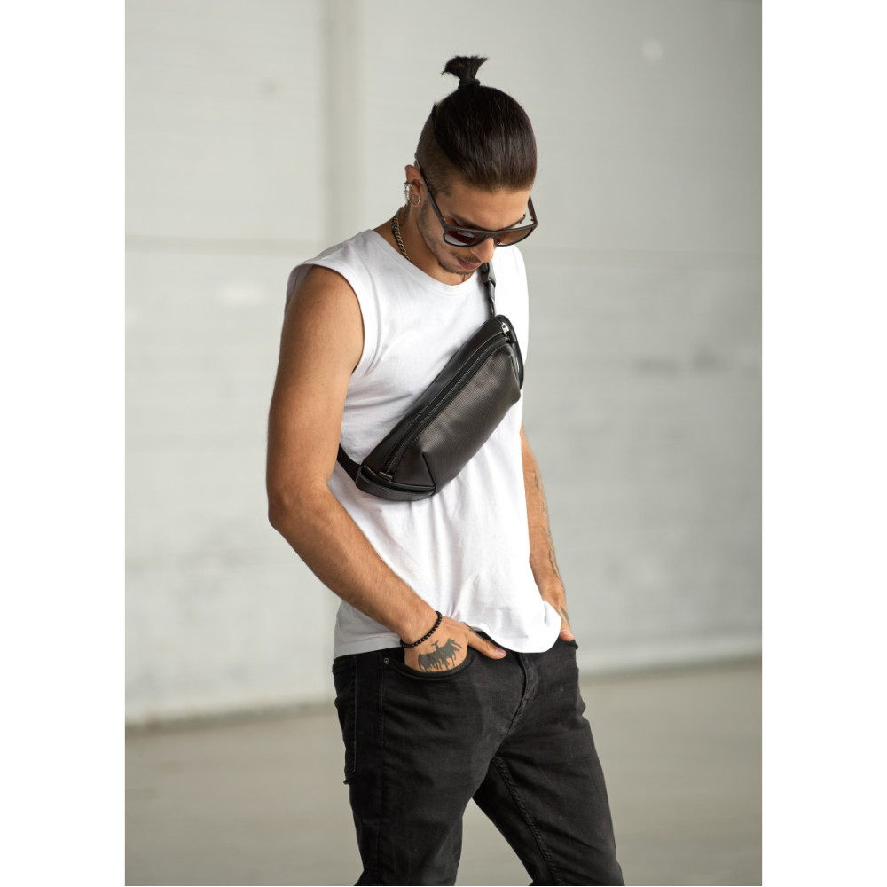 Мужская сумка бананка Sambag Holster MSH чорна 36 × 14 × 4 см (87119131m)