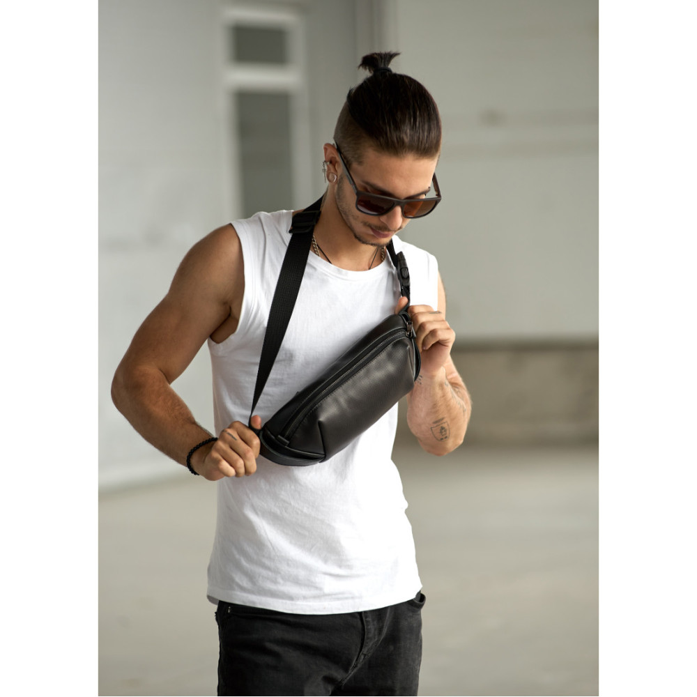 Мужская сумка бананка Sambag Holster MSH чорна 36 × 14 × 4 см (87119131m)