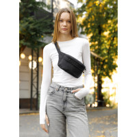 Женская сумка на пояс бананка Sambag Tirso черная тканевая 31×12×5 см (80331065)