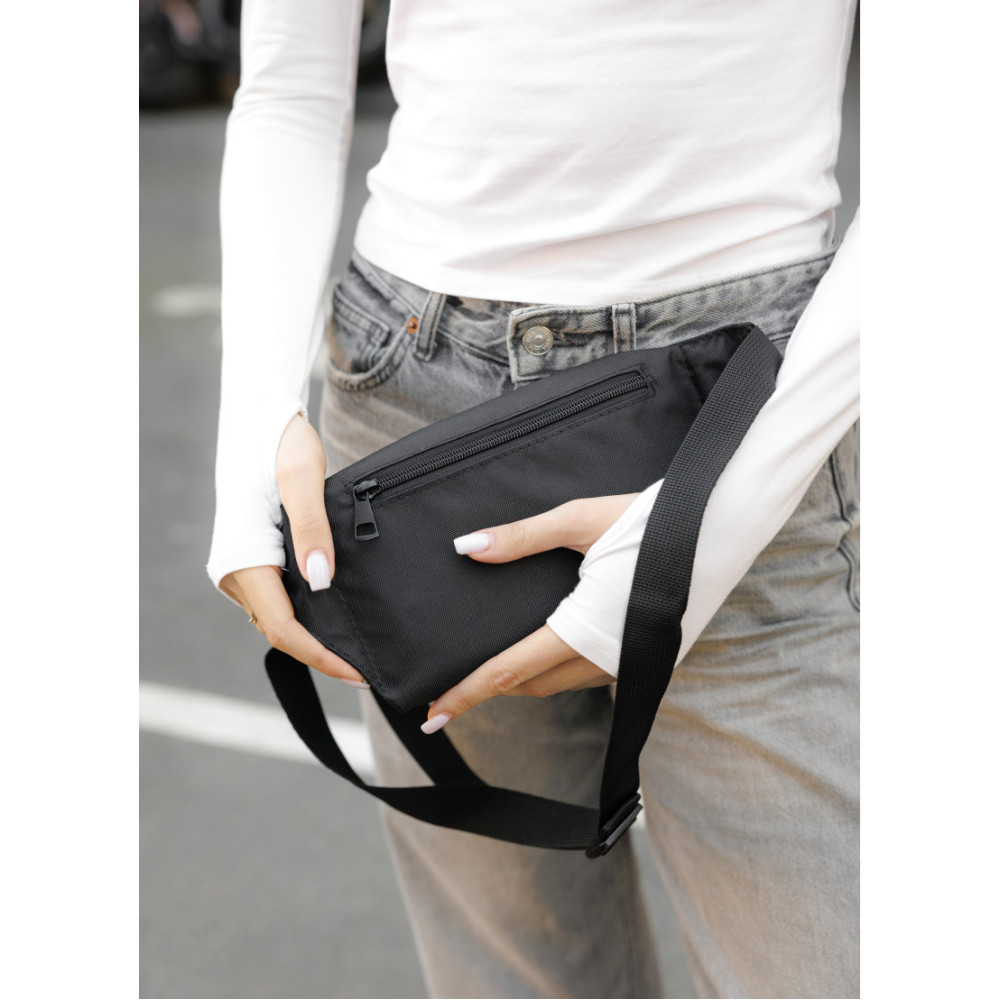 Женская сумка на пояс бананка Sambag Tirso черная тканевая 31×12×5 см (80331065)