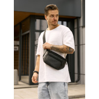 Большая мужская сумка на пояс бананка Sambag Tirso Max черная 38 × 17 × 6 см (80341001m)