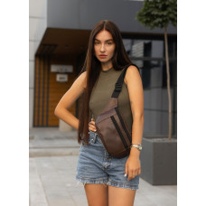 Жіноча сумка на пояс бананка Sambag Tirso Max шоколадна 38 × 17 × 6 см (80341020)