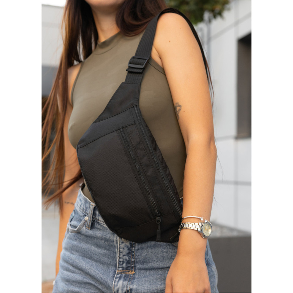 Жіноча сумка на пояс бананка Sambag Tirso Max чорний тканевий 38 × 17 × 6 см (80341065)