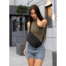 Жіноча сумка на пояс бананка Sambag Tirso Max чорний тканевий 38 × 17 × 6 см (80341065)