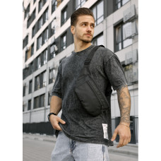 Мужская сумка на пояс бананка Sambag Tirso Max черный тканевый 38×17×6 см (80341065m)