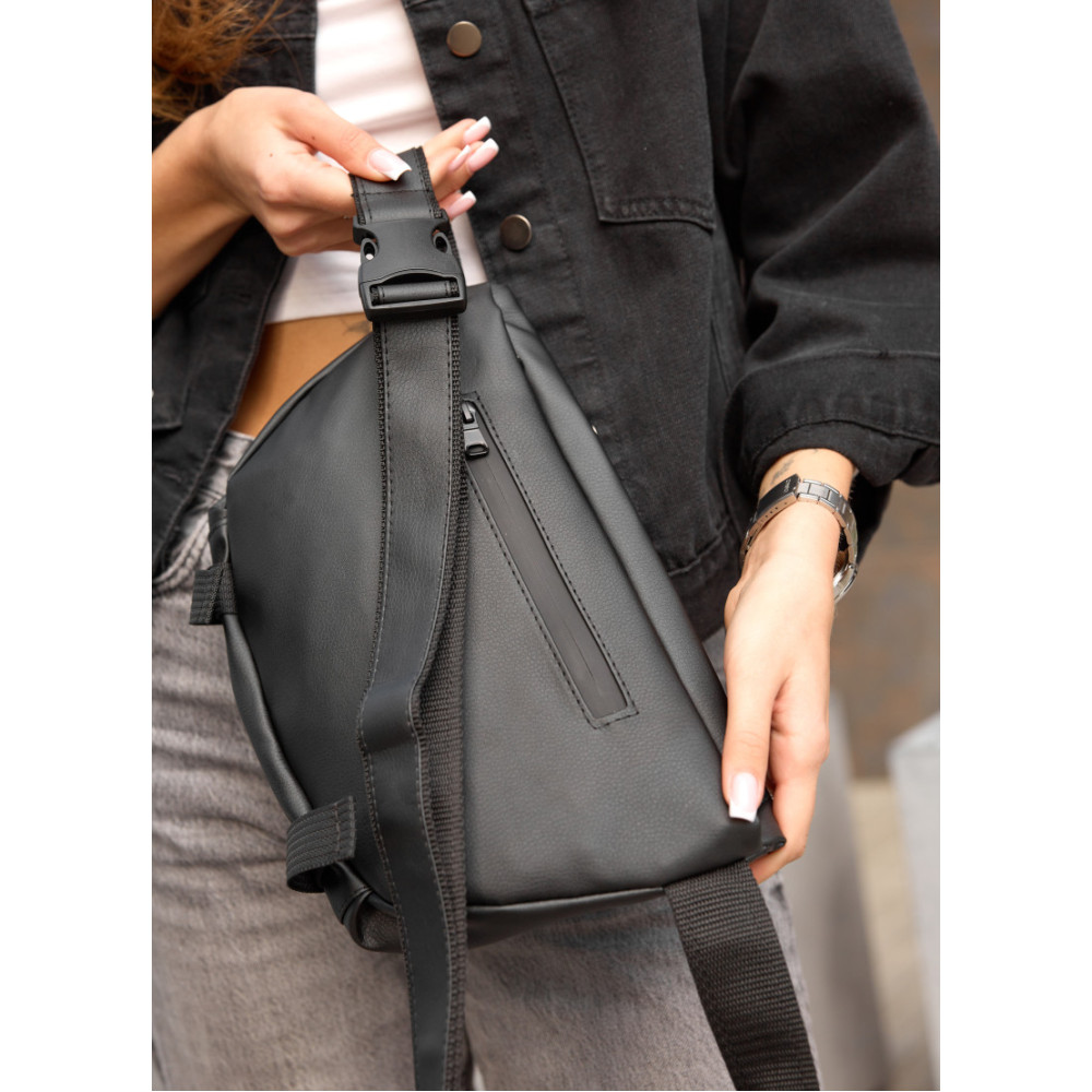 Женская сумка бананка Sambag Tirso Zard черная 33 × 22 × 7 см (80551001)
