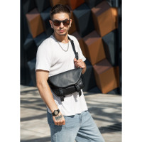 Мужская сумка бананка Sambag Tirso Zard черная 33 × 22 × 7 см (80551001m)
