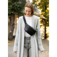 Женская кожаная сумка бананка Sambag Tirso BTT черная 31 × 12 × 5 см (81339001)