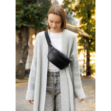 Женская кожаная сумка бананка Sambag Tirso BTT черная 31 × 12 × 5 см (81339001)