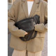Большая женская кожаная сумка бананка Sambag Tirso Max черная 38×17×6 см (81341101)