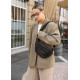 Большая женская кожаная сумка бананка Sambag Tirso Max черная 38×17×6 см (81341101)