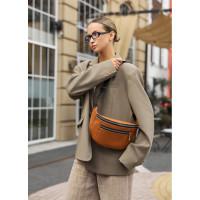 Большая женская кожаная сумка бананка Sambag Tirso Max рыжая 38×17×6 см (81341121)