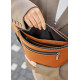 Большая женская кожаная сумка бананка Sambag Tirso Max рыжая 38×17×6 см (81341121)