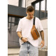 Большая мужская кожаная сумка на пояс бананка Sambag Tirso Max рыжая 38×17×6 см (81341121m)