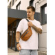 Большая мужская кожаная сумка на пояс бананка Sambag Tirso Max рыжая 38×17×6 см (81341121m)