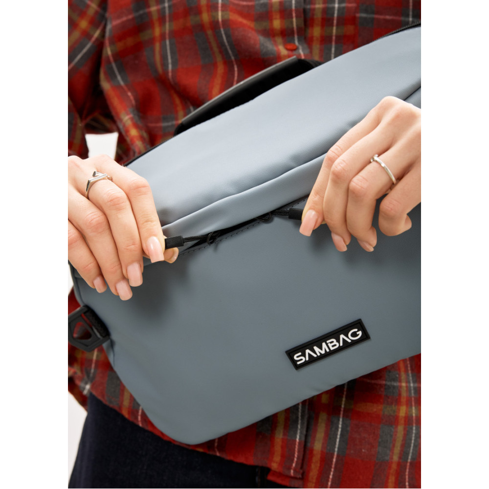 Женская сумка-бананка под ноутбук Sambag Urban Laptop голубая 46×26 см (51411010)