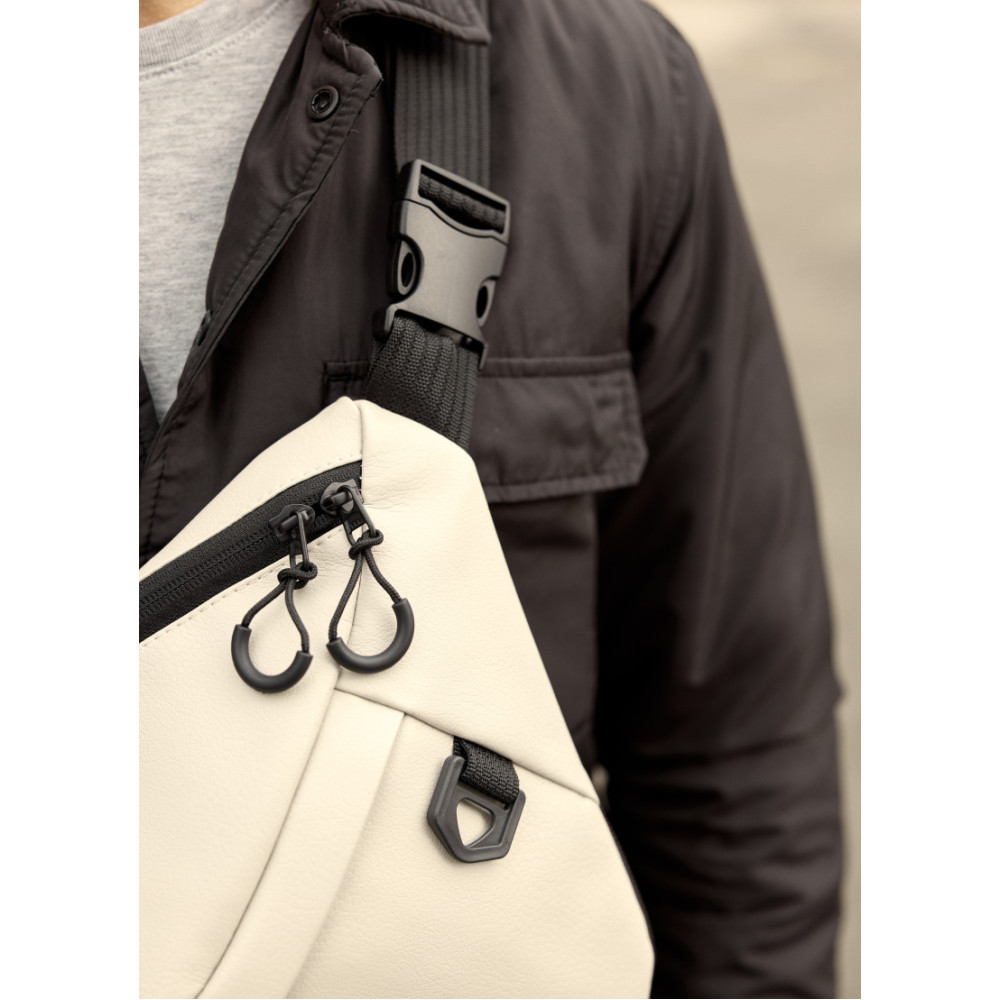 Чоловіча cумка-бананка під ноутбук Sambag Urban Laptop тепло-сіра 46 × 26 см (51411030m)
