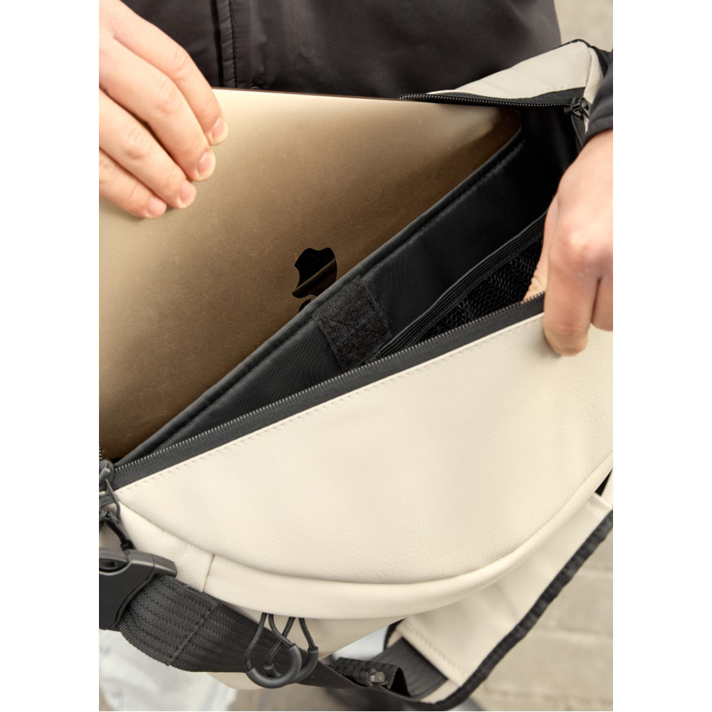 Чоловіча cумка-бананка під ноутбук Sambag Urban Laptop тепло-сіра 46 × 26 см (51411030m)