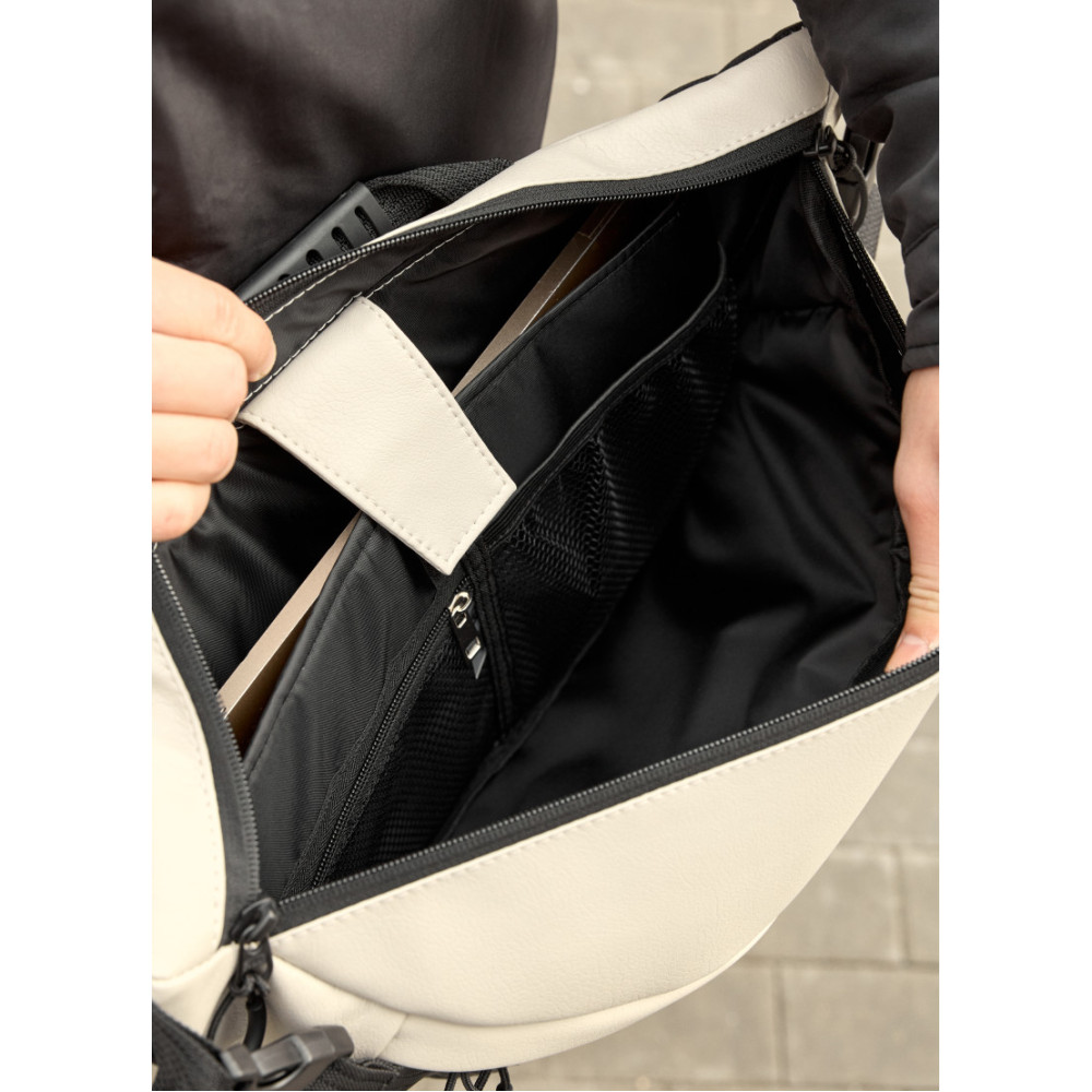 Чоловіча cумка-бананка під ноутбук Sambag Urban Laptop тепло-сіра 46 × 26 см (51411030m)