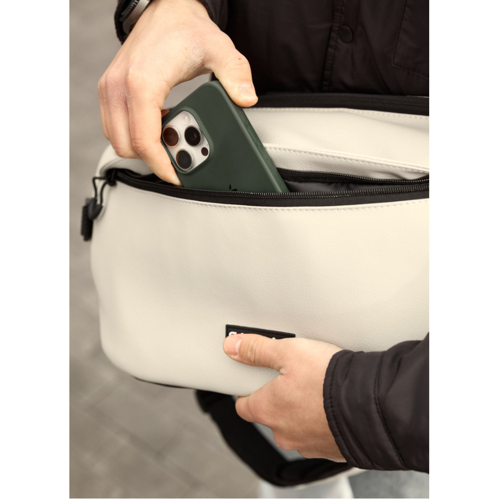 Чоловіча cумка-бананка під ноутбук Sambag Urban Laptop тепло-сіра 46 × 26 см (51411030m)