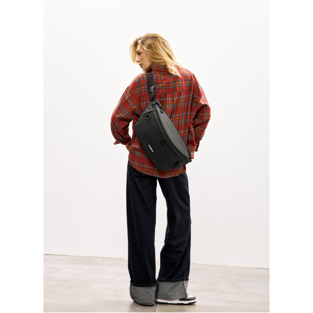 Женская сумка-бананка под ноутбук Sambag Urban Laptop черная 46×26 см (51411064)