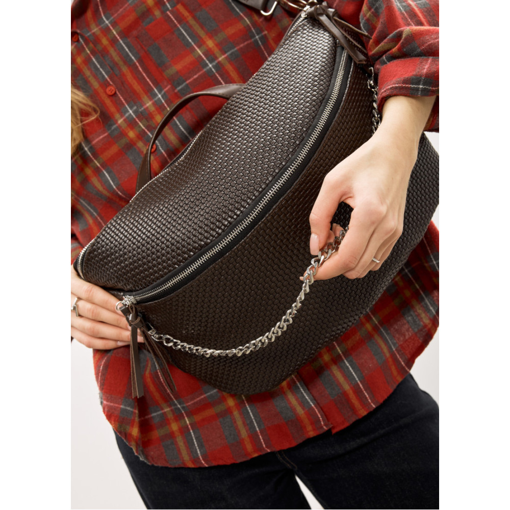 Женская кожаная сумка-бананка под ноутбук Sambag Urban Laptop 46×26 см (51411120)