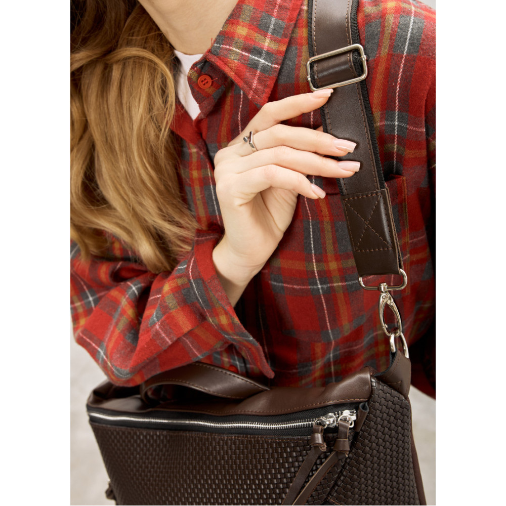 Женская кожаная сумка-бананка под ноутбук Sambag Urban Laptop 46×26 см (51411120)