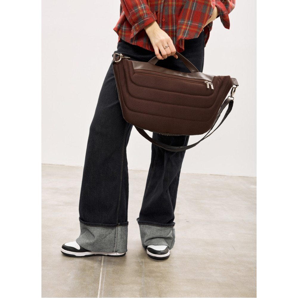 Женская кожаная сумка-бананка под ноутбук Sambag Urban Laptop 46×26 см (51411120)