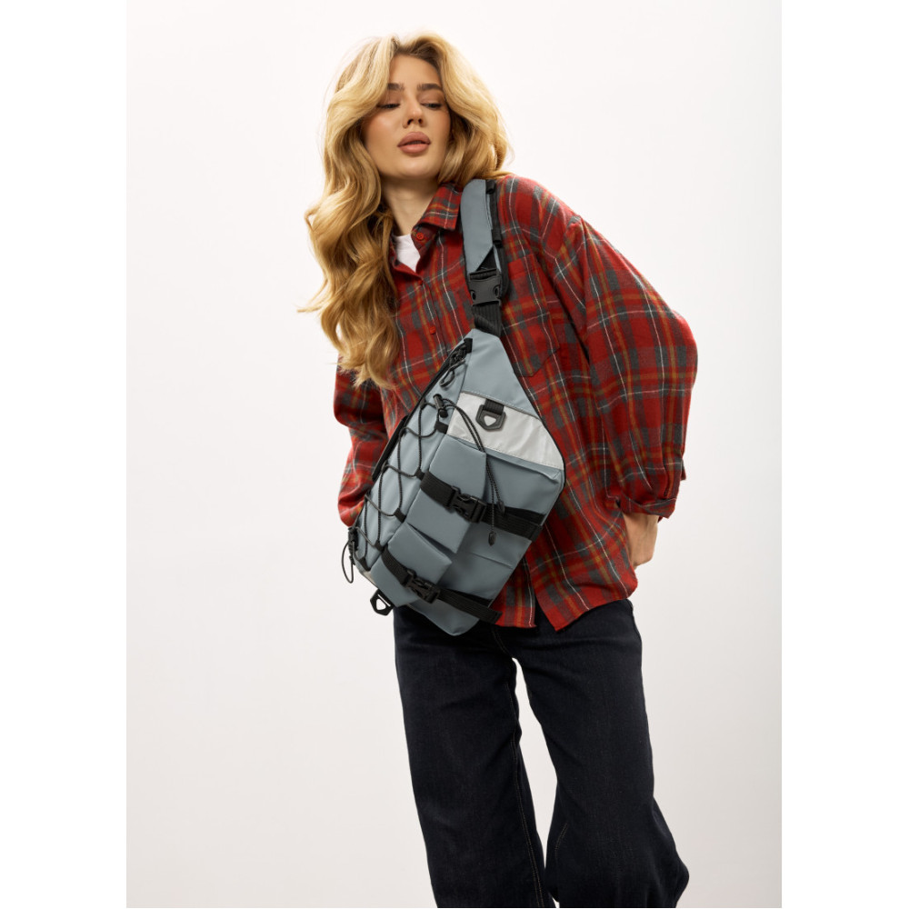 Жіноча cумка-бананка під ноутбук Sambag Urban Pro блакитна 46 × 26 см (51411210)