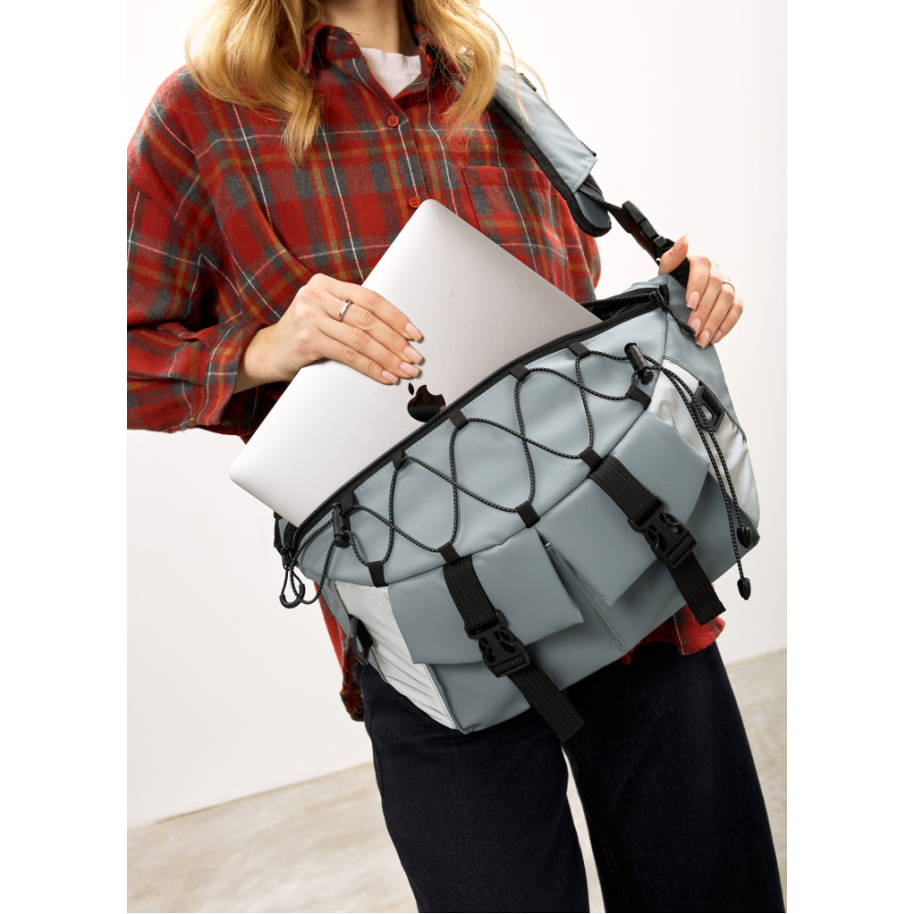 Жіноча cумка-бананка під ноутбук Sambag Urban Pro блакитна 46 × 26 см (51411210)