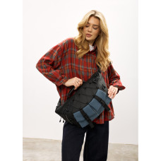 Женская сумка-бананка под ноутбук Sambag Urban Pro черно-синяя 46×26 см (51411215)