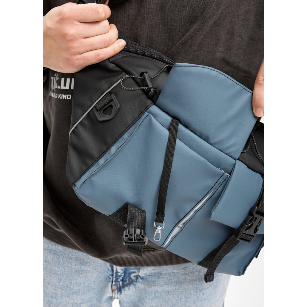 Чоловіча cумка-бананка під ноутбук Sambag Urban Pro чорно-синя 46 × 26 см (51411215m)