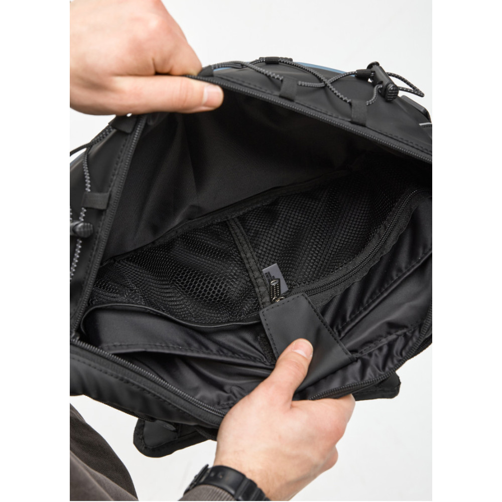 Чоловіча cумка-бананка під ноутбук Sambag Urban Pro чорно-синя 46 × 26 см (51411215m)