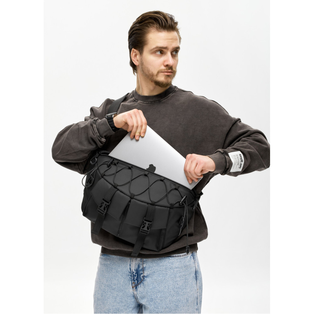Чоловіча cумка-бананка під ноутбук Sambag Urban Pro чорна 46 × 26 см (51411264m)