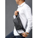 Чоловіча шкіряна сумка бананка Sambag 0ST чорна (88218101)