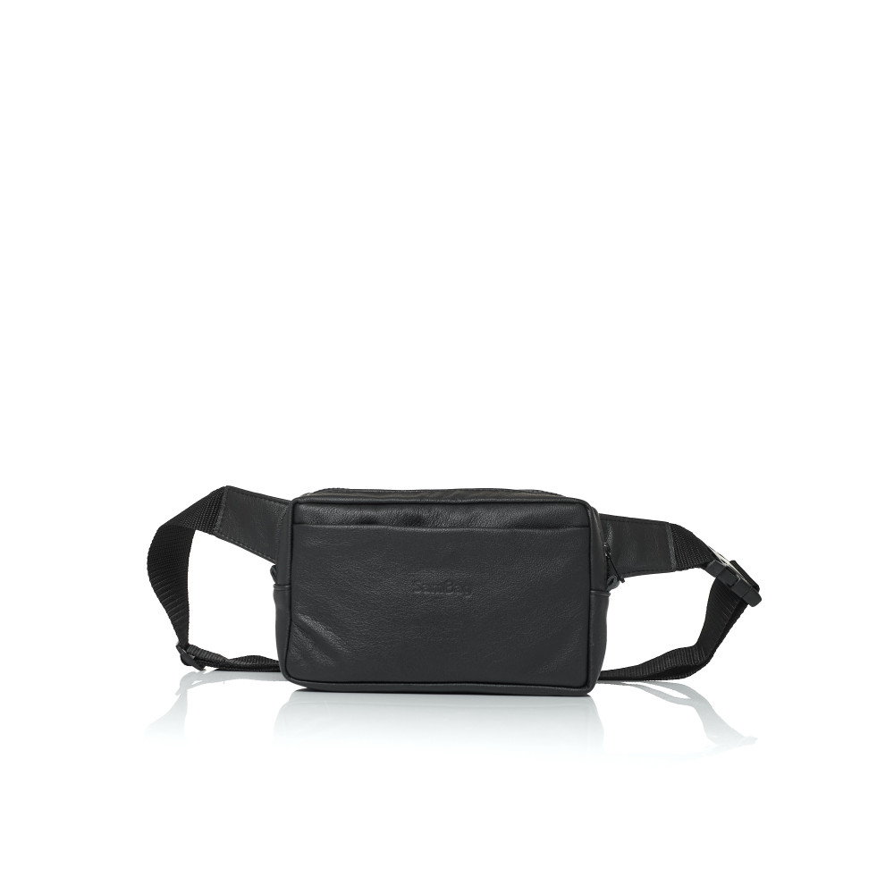 Чоловіча шкіряна сумка бананка Sambag 0ST чорна (88218101)