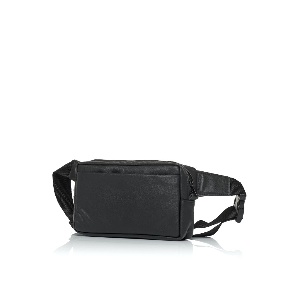 Чоловіча шкіряна сумка бананка Sambag 0ST чорна (88218101)