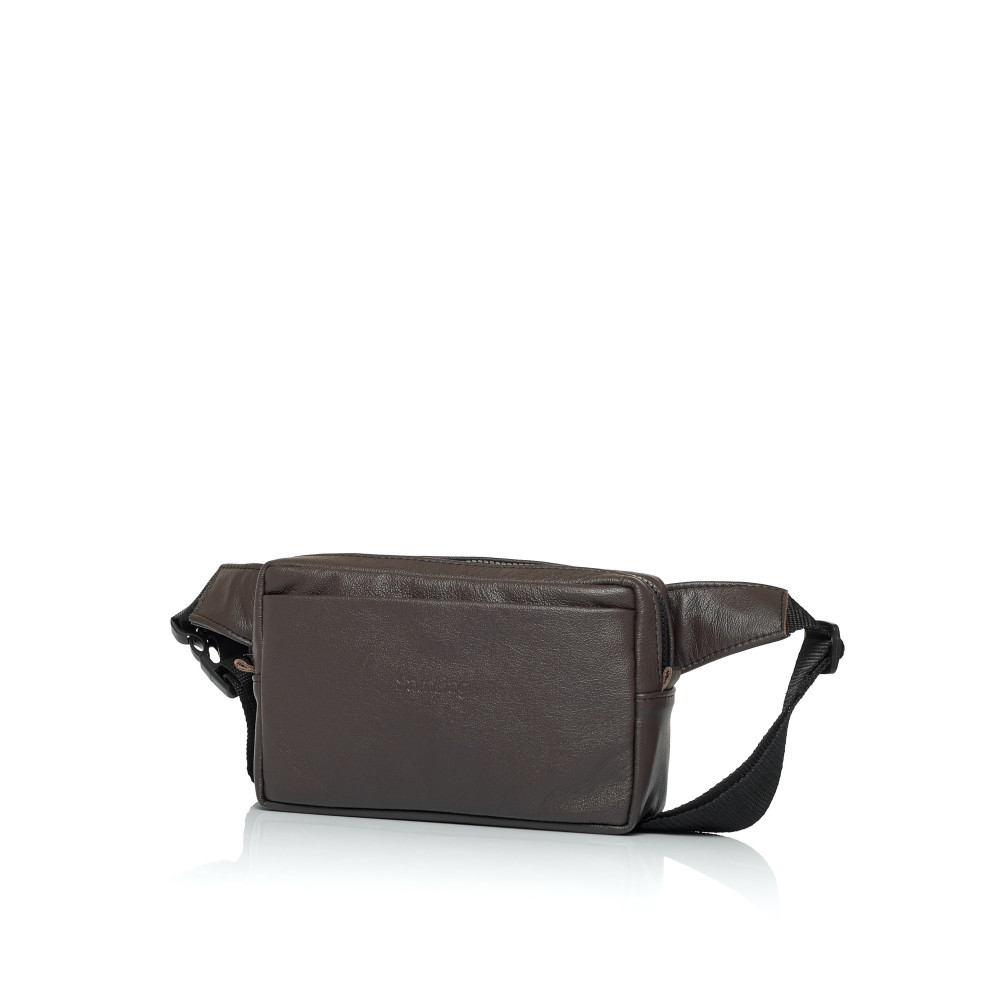 Чоловіча шкіряна сумка бананка Sambag 0ST коричнева шкіра (88218120)