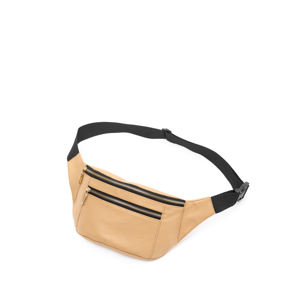 Шкіряна сумка на пояс бананка Sambag Tirso Max бежева 38 х 17 х 6 (81345111)