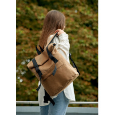 Жіночий рюкзак ролл Sambag RollTop LSH Коричневий тканевий 41 x 30 x 16 см (24211069)