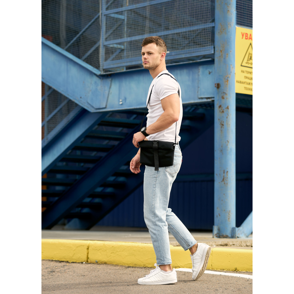 Чоловіча сумка через плече мессенджер Sambag MZH чорний тканева 20 × 25 см (70301065m)